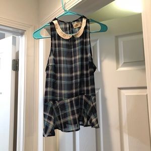 Plaid tank with collar